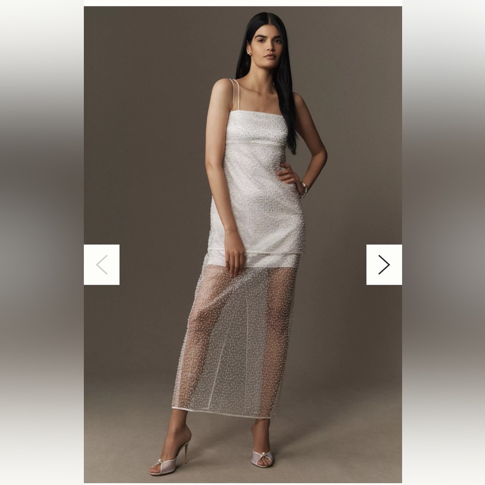 BHLDN White Sheath Dress Square Neck Sleeveless